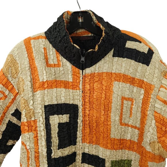 Pleats Collection Pings Imports Crinkle Stretch Geometric Full Zip Jacket Womens - Picture 9 of 16